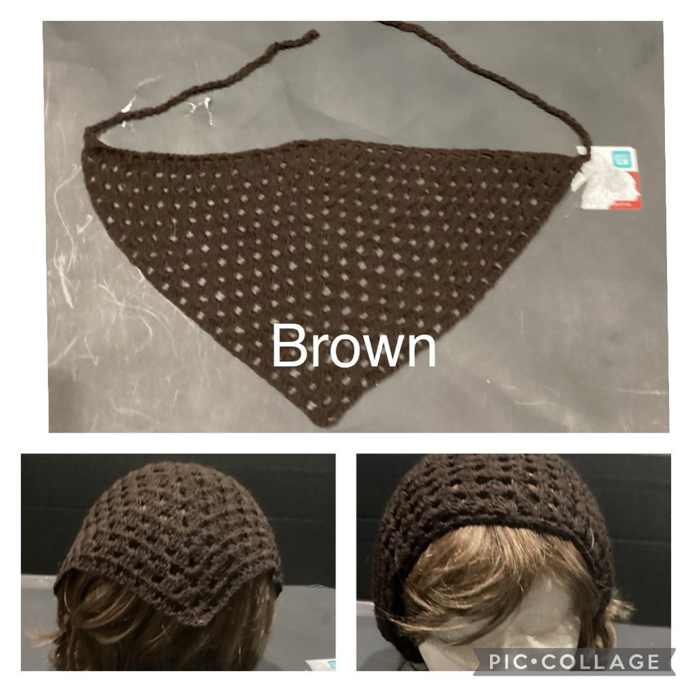 Kerchief Bandana Head Hair Hand Crocheted Boho Hippie
